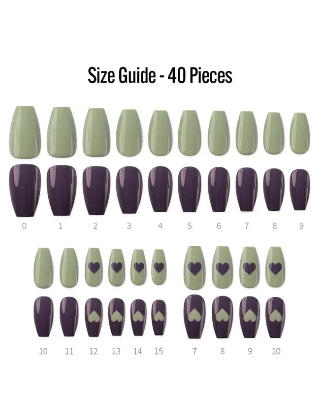 Finger Suit My Heart Nails 40pcs Hand Artificial Fake Nails Long Pretty Art Tips Beauty Coffin Shape Press On