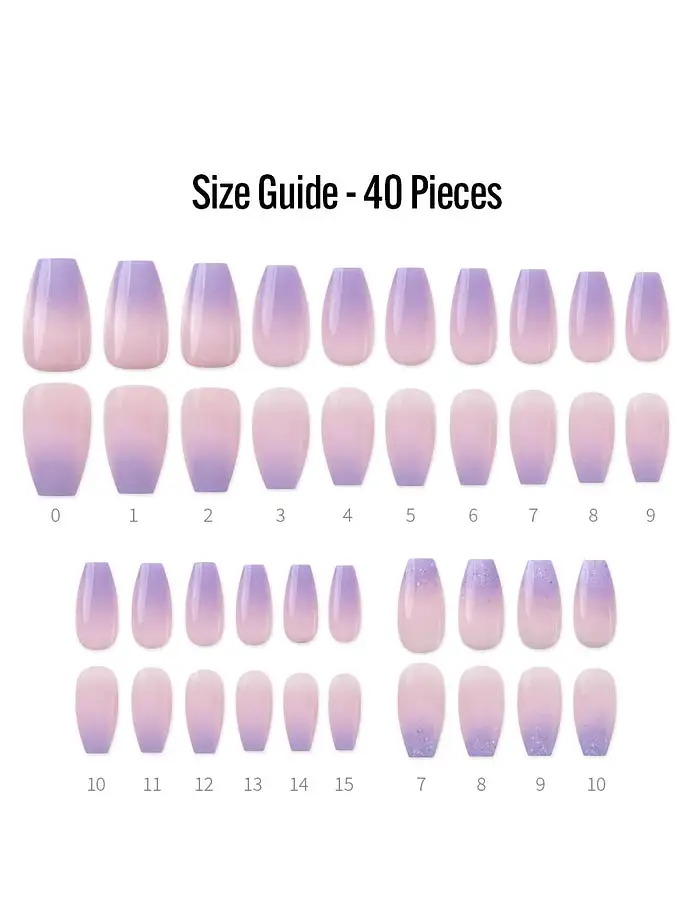 Finger Suit Purple Haze Nails Hand Artificial Fake Nails Long Pretty Home Art Tips Beauty Coffin Shape Press On Ombre Gradation 