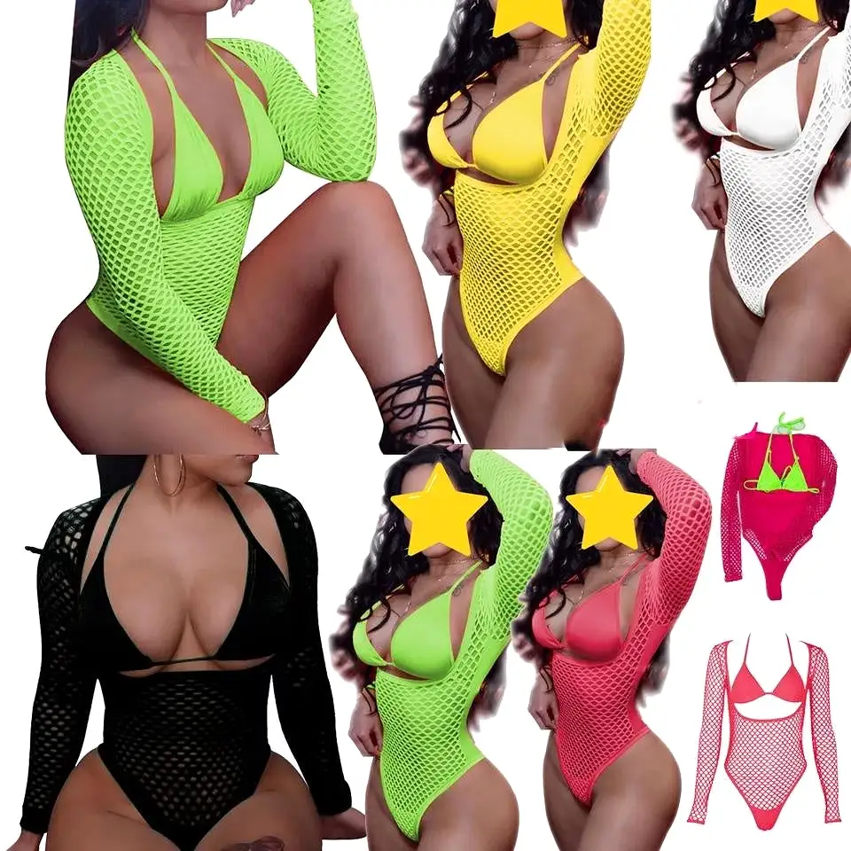 Fishnet Mesh Neon Swimsuit