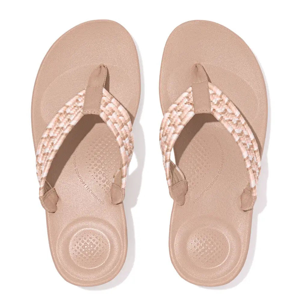 FitFlop iQushion Art-Webbing Ergonomic Flip-Flops Beige