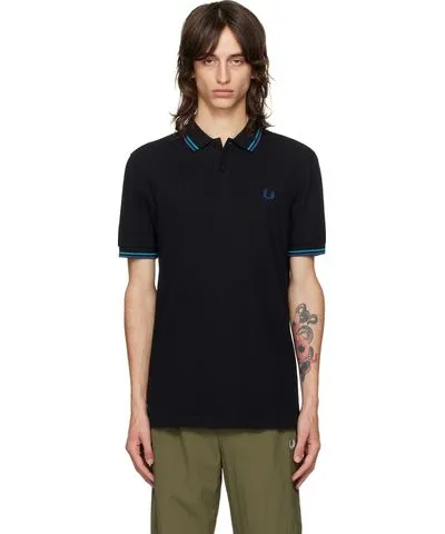 Fred Perry Black 'The Twin Tipped Fred Perry' Polo