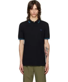 Fred Perry Black 'The Twin Tipped Fred Perry' Polo