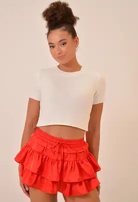 Georgina Ruffle Skort-Red