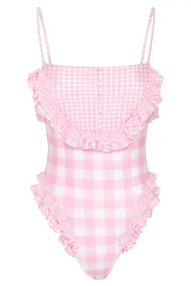 Gingham Button One Piece