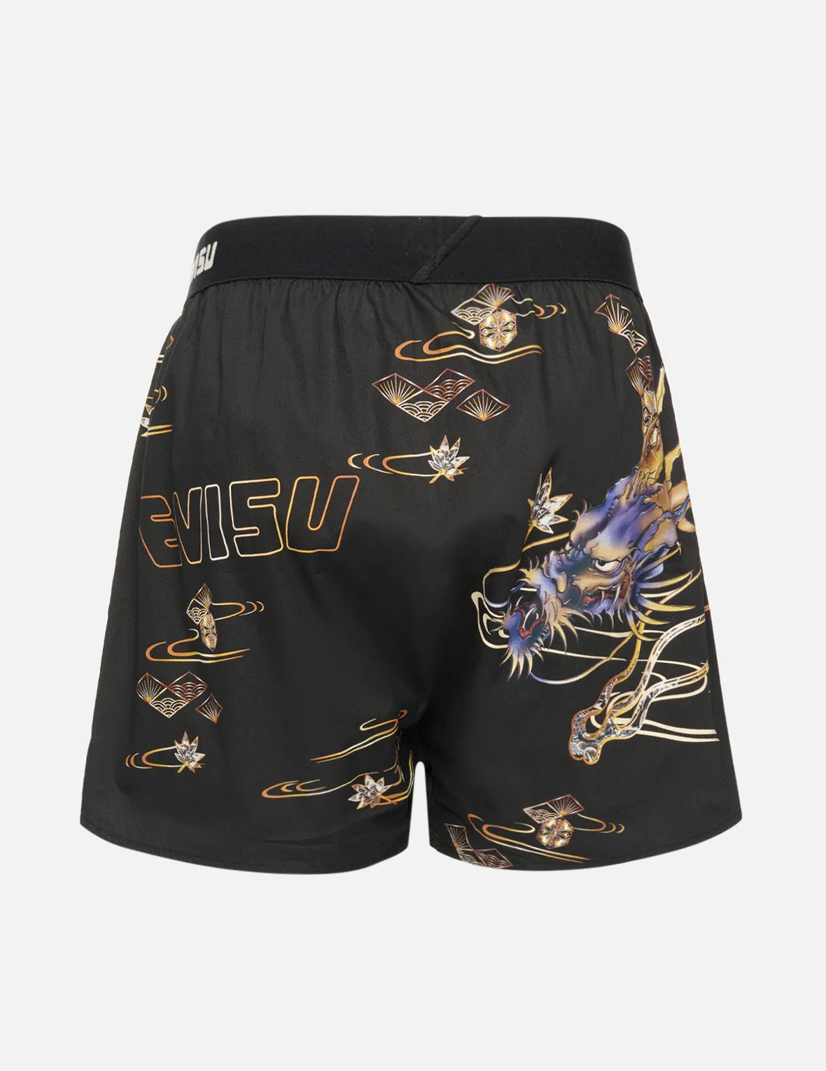 Golden Dragon and Kamon Print Boxer Shorts