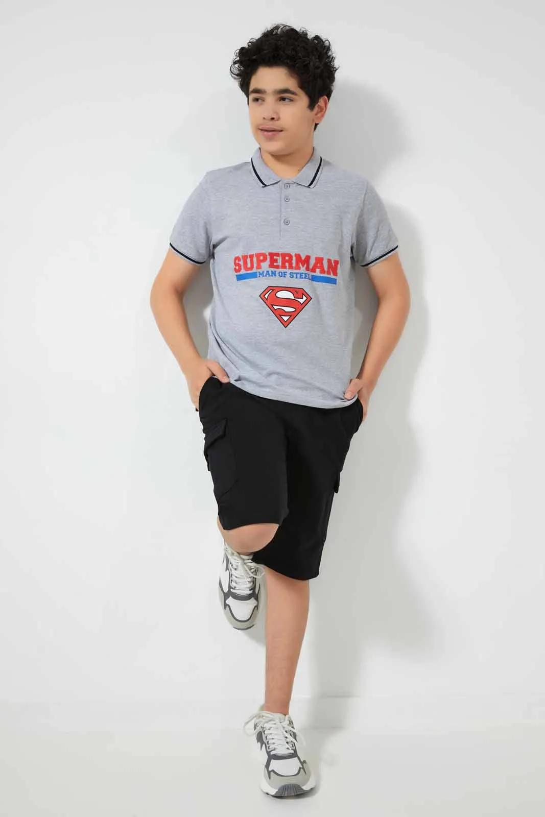 Grey Superman Polo Shirt