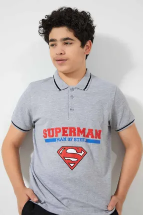 Grey Superman Polo Shirt