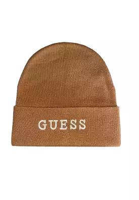 GUESS Embroidered Logo Beanie Coffee