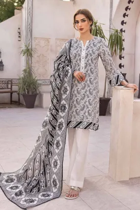 Gul Ahmed Black & White Printed Lawn Unstitched 3Pc Suit B-32029