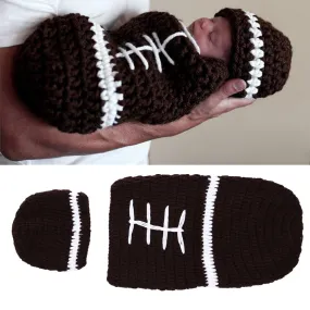 Hat + Baby Sleeping Bag Infant Baby Costume Knitted Beanies Hat Hmade born Pography Props Rugby Crochet Hats