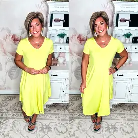 Hold Onto Hope Dress - Neon Yellow