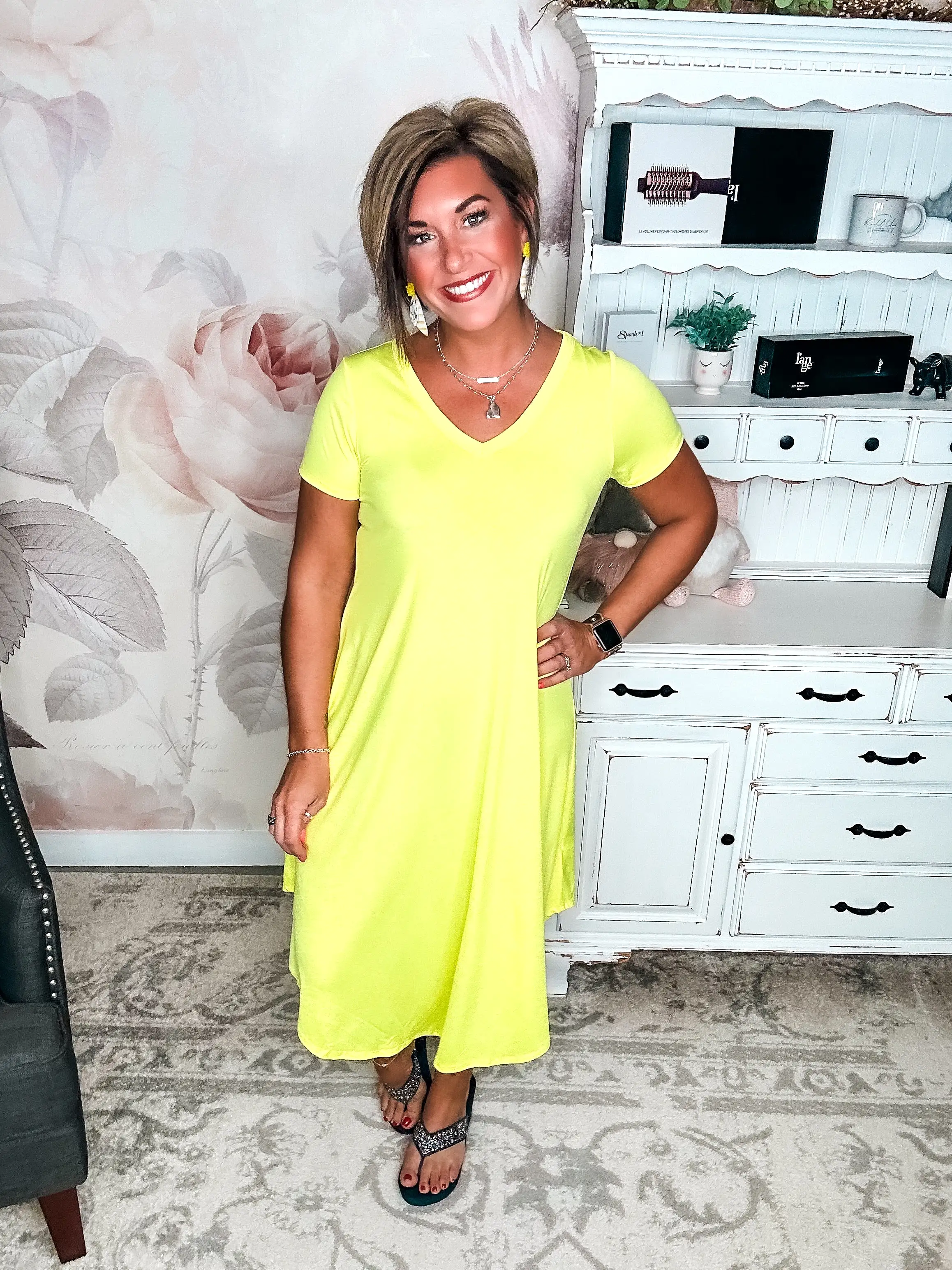 Hold Onto Hope Dress - Neon Yellow