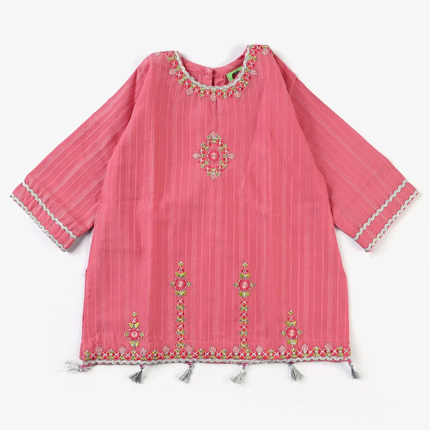 Infant Girls Jacquard 2PC Suit Jashan-Coral