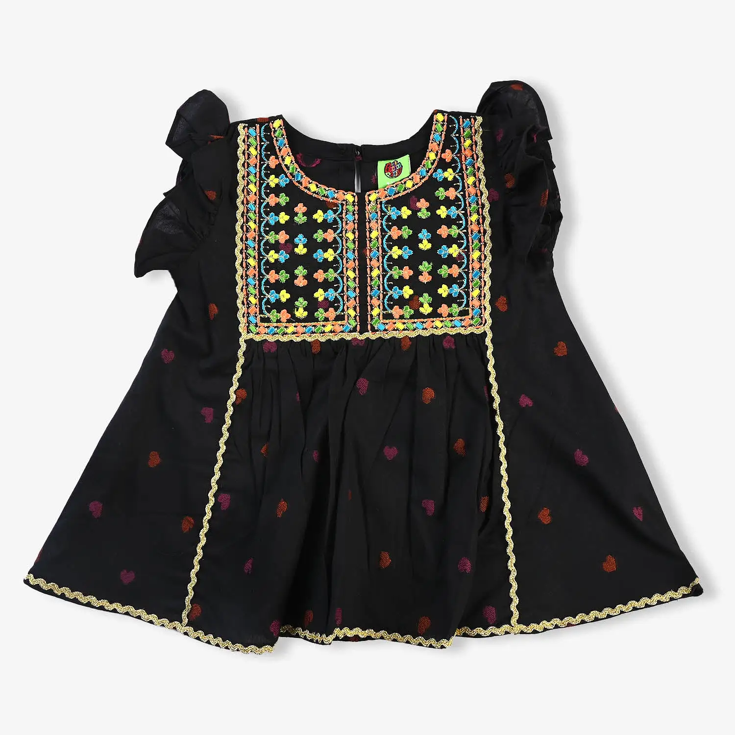 Infant Girls Jacquard 2PCs Suit Beautiful-BLACK