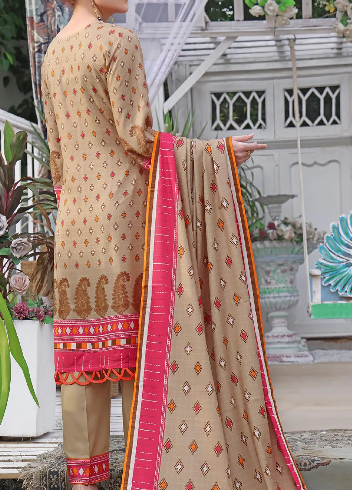 Jhalak By VS Textile Embroidered Linen Unstitched 3 Piece Suit - 06