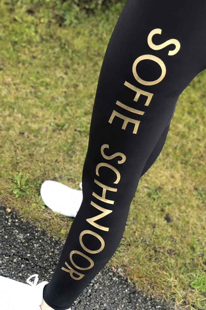 Joanne Leggings |Black & Gold |Logo leggings fra Sofie Schnoor