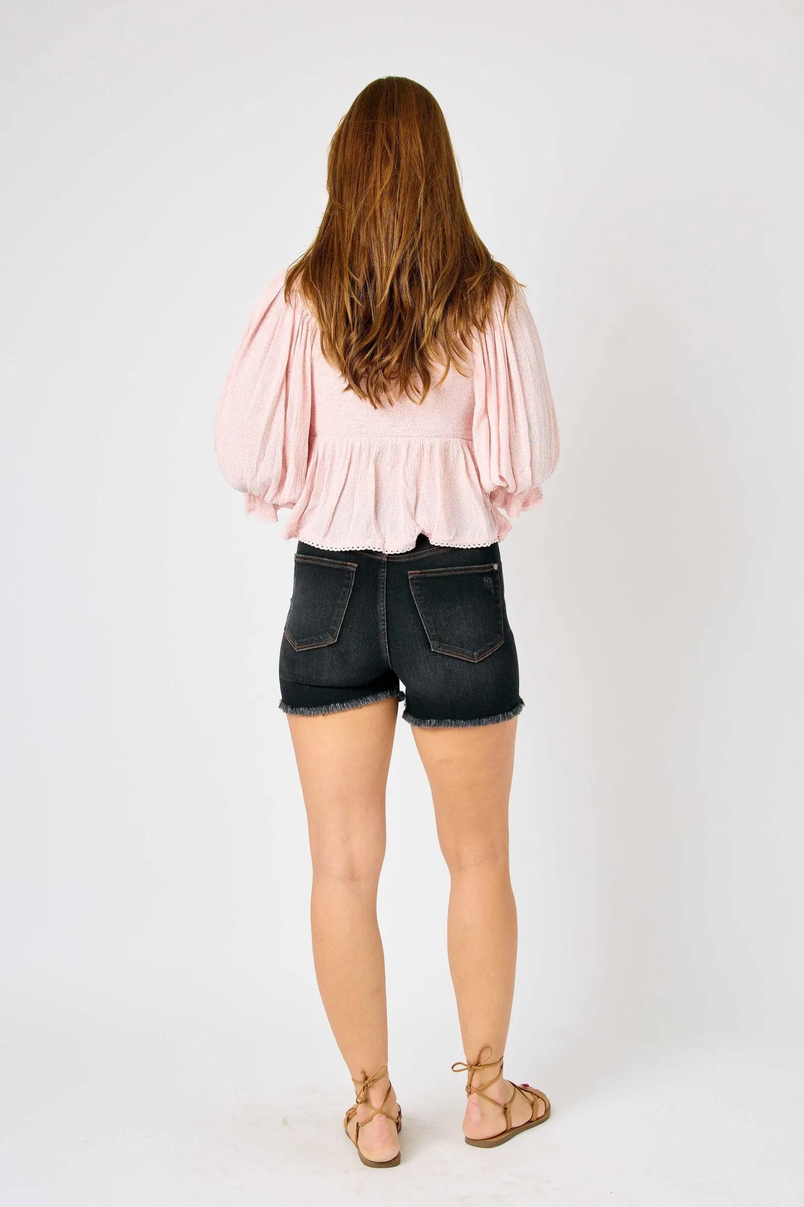 Judy Blue HIGH WAIST TUMMY CONTROL FRAY HEM SHORTS