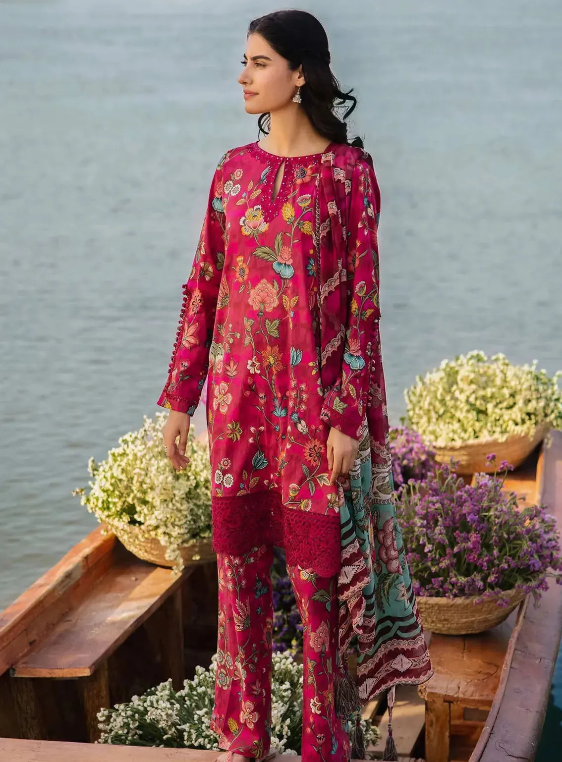 M Basics By Maria B Embroidered Lawn 3 Piece Unstitched Suit MB24M2 2B