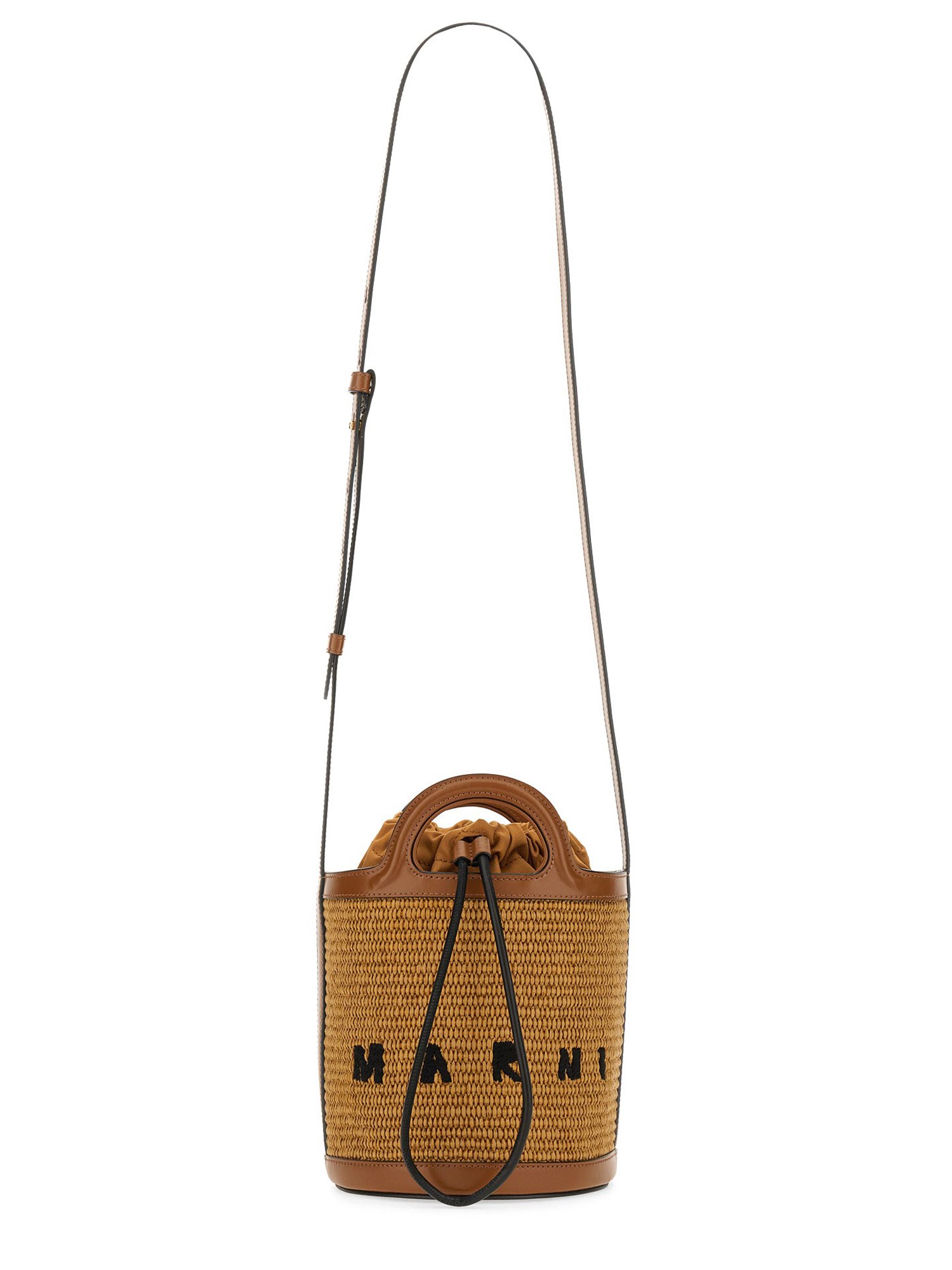 MARNI    RAFFIA AND LEATHER MICRO TROPICALIA BAG