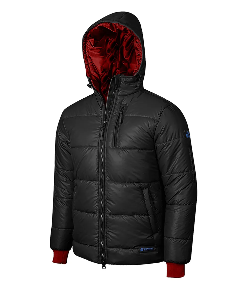 Men's Black Hooded Puffer Jacket - Winter Outerwear