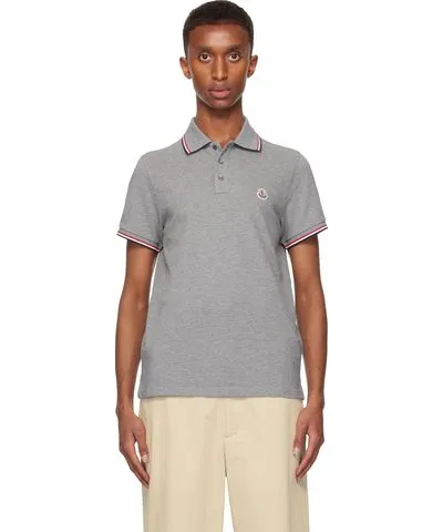 Moncler Gray Logo Patch Polo