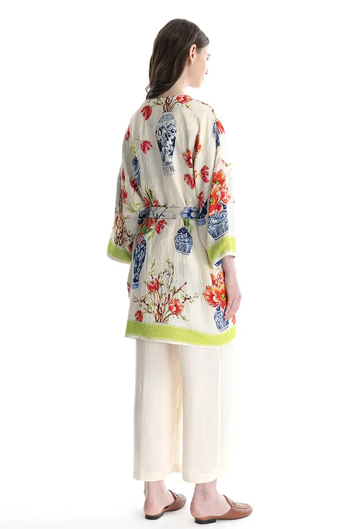 Multicolered Floral All Over Print Cardigan