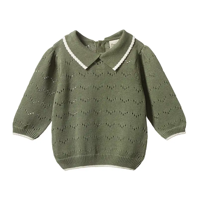 Nature Baby LS Maeve Polo - Green Pointelle