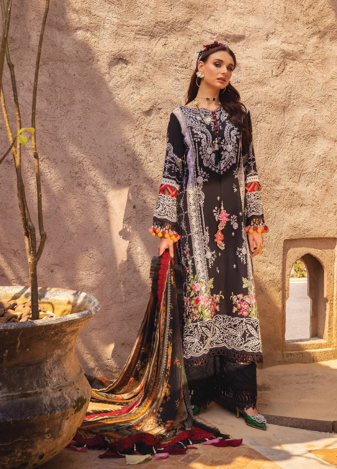 Neroli By Annus Abrar Luxury Embroidered Lawn 3 Piece Unstitched Suit AA24NLL-01 AYLA