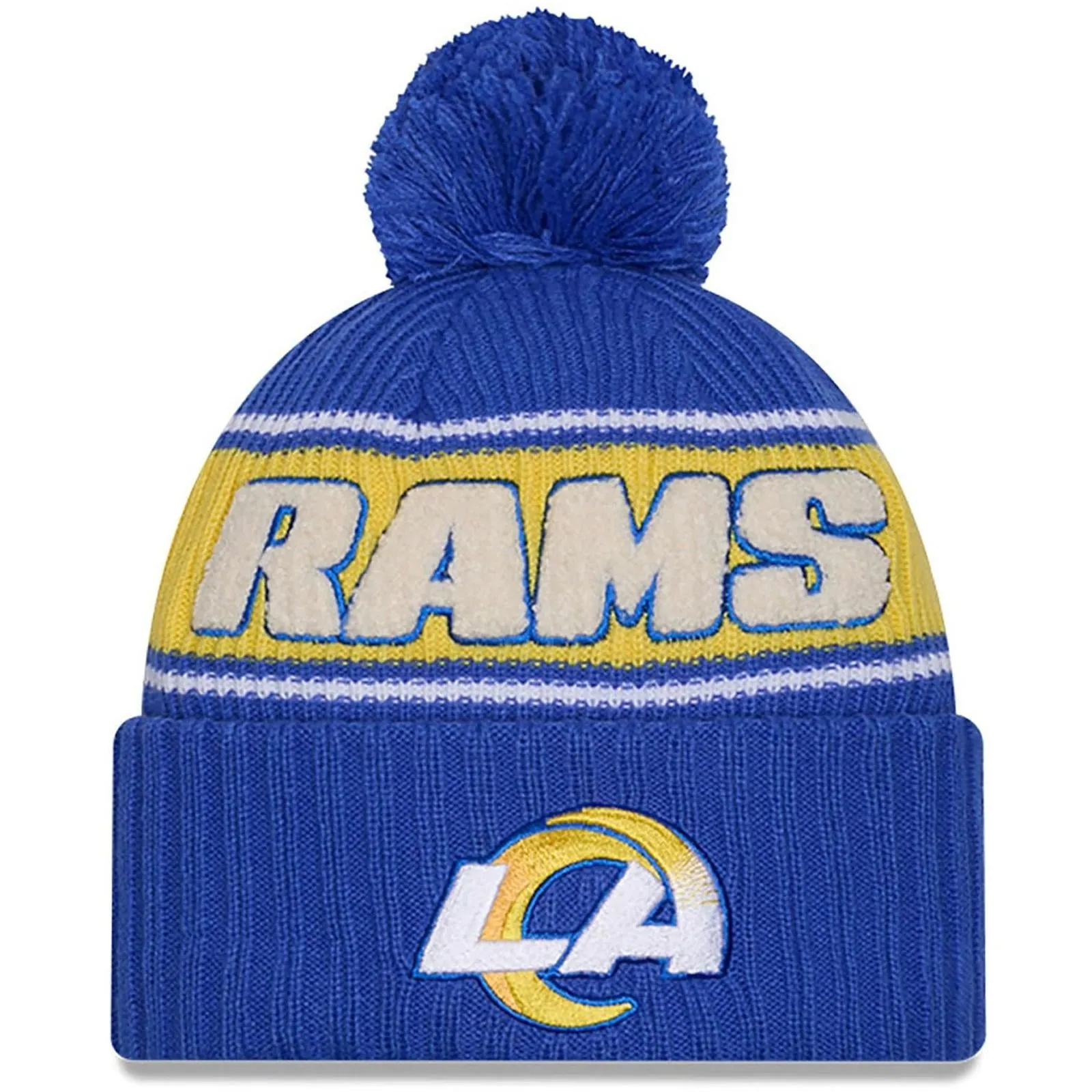 New Era Mens Knits LA Rams Bobble Hat - Blue