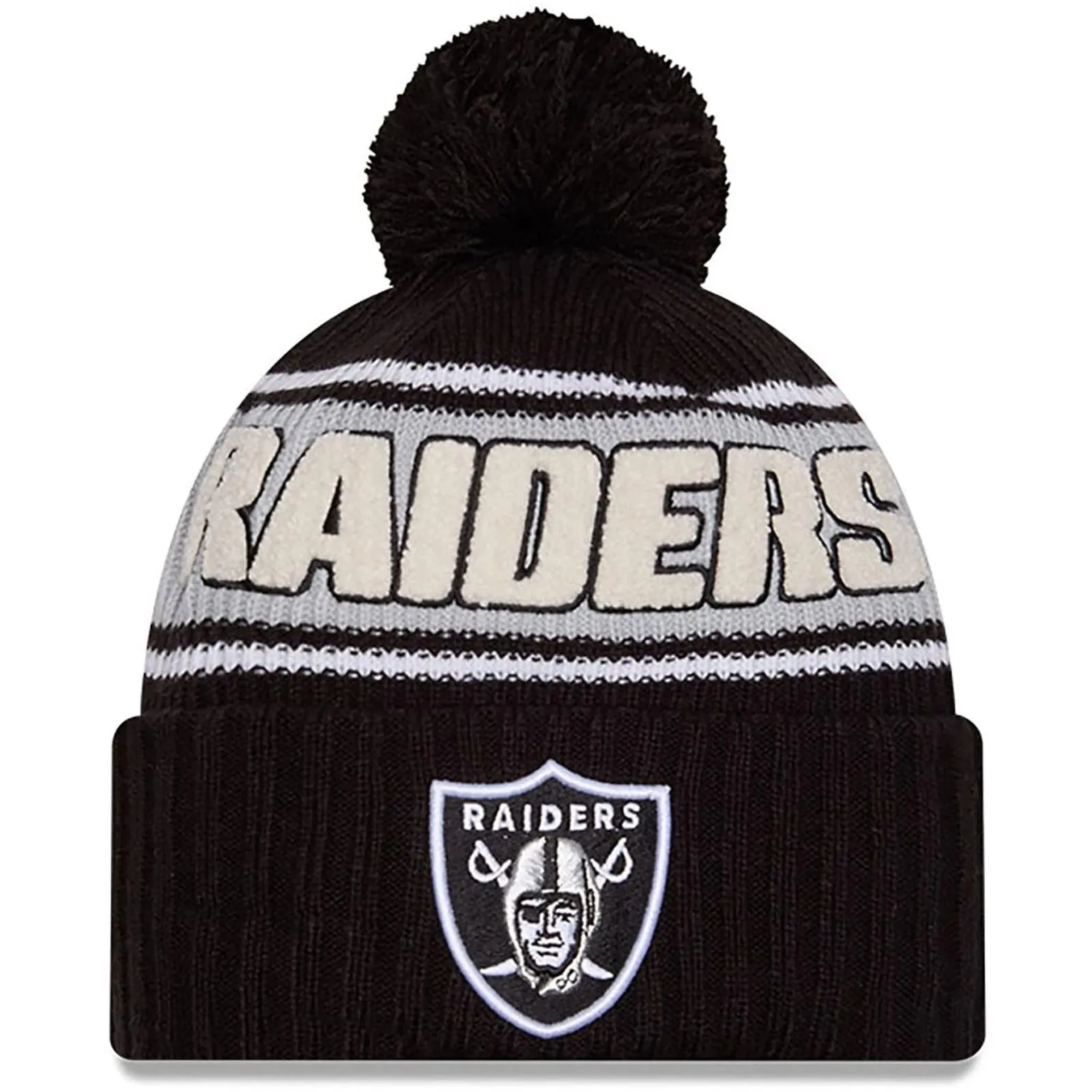 New Era Mens Knits Las Vagas Raiders Chiefs Bobble Hat - Black