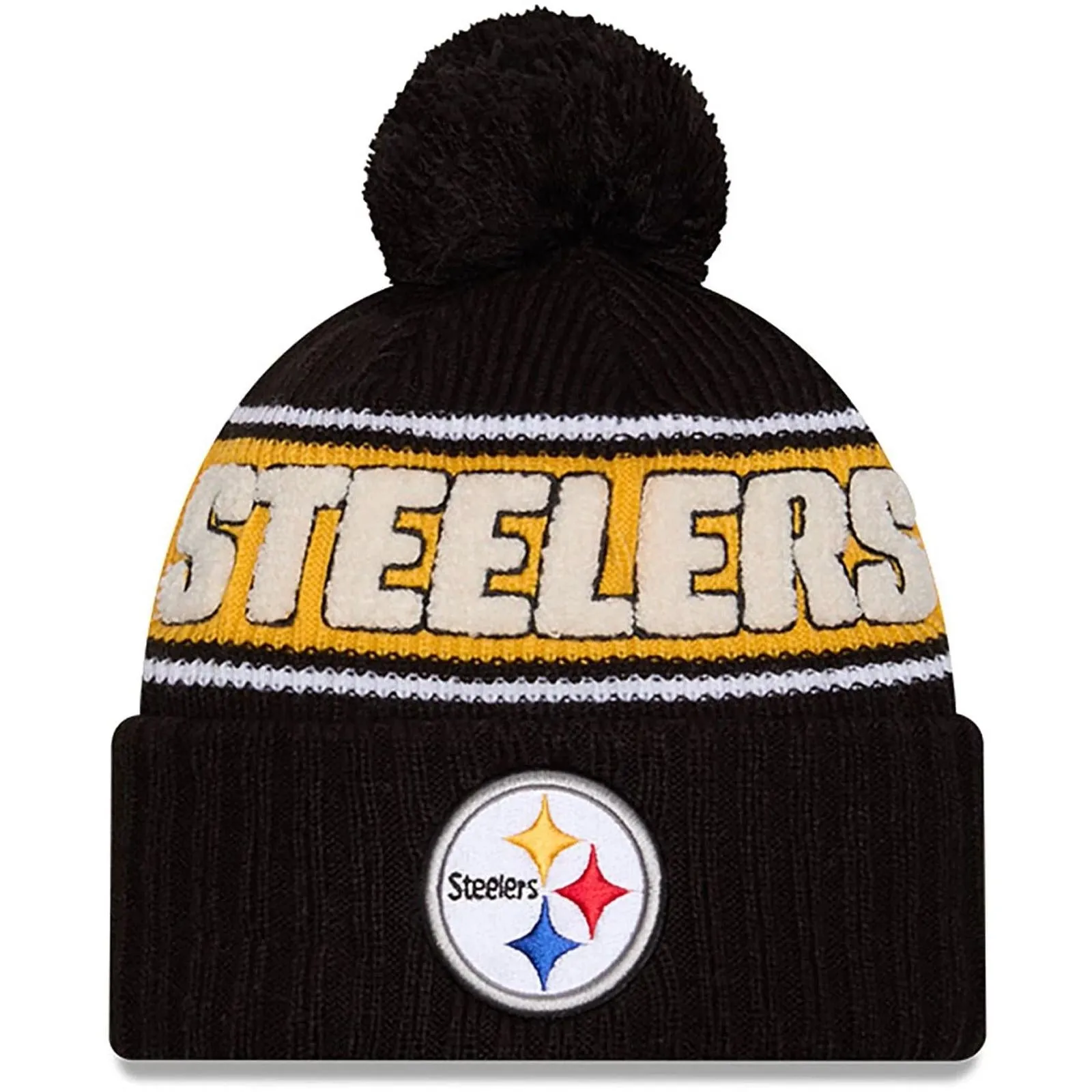 New Era Mens Knits Pittsburgh Steelers Bobble Hat - Black