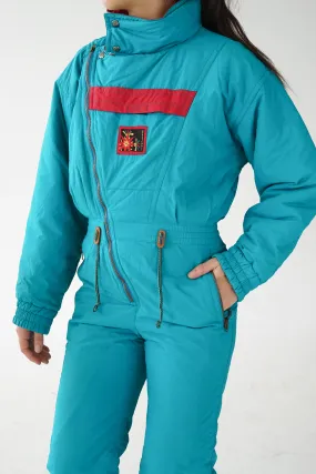 One piece vintage Dorothenns ski suit, snow suit turquoise pour femme taille XS-S