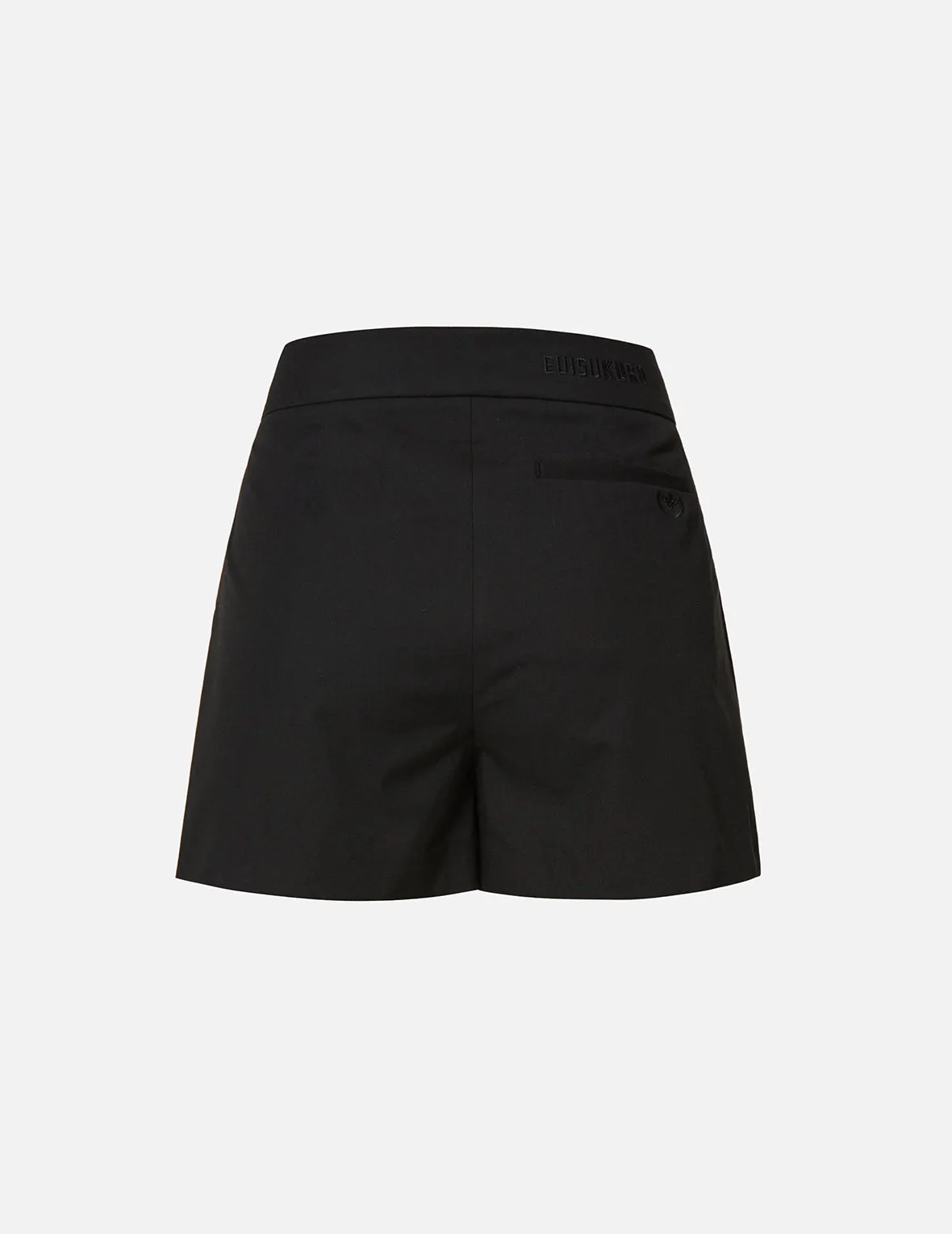 Partial Leather Buckle Belt Shorts