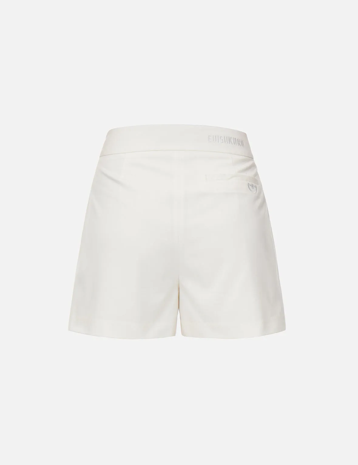 Partial Leather Buckle Belt Shorts