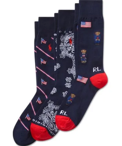 Polo Ralph Lauren Men's 3-Pk. Americana Slack Socks Gift Box