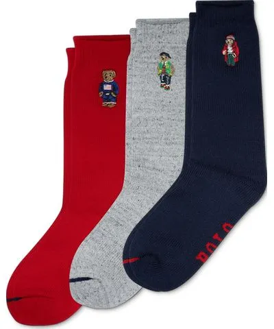 Polo Ralph Lauren Men's 3-Pk. Assorted Polo Bears Crew Socks Gift Box