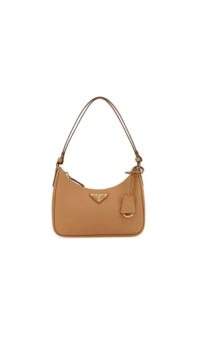 Re-Edition Saffiano Leather Mini Bag - Caramel