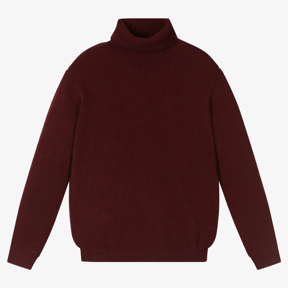 Red Wool Roll Neck Sweater