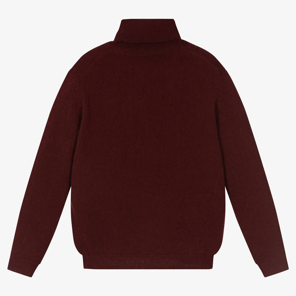 Red Wool Roll Neck Sweater