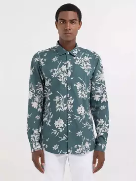 Replay PE24 Camicia con Fantasia Fiori Verde Man