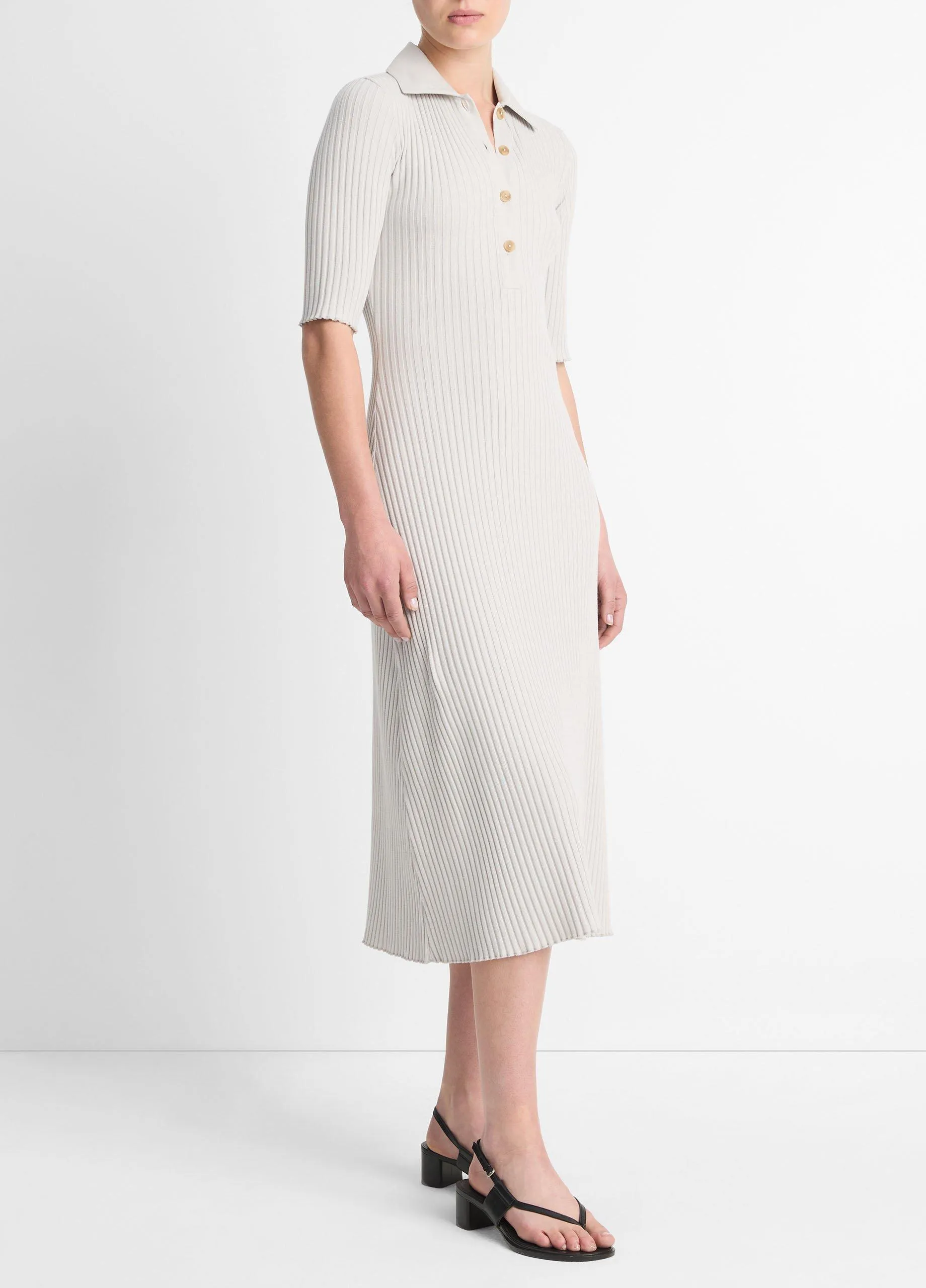 Ribbed Cotton-Blend Polo Dress