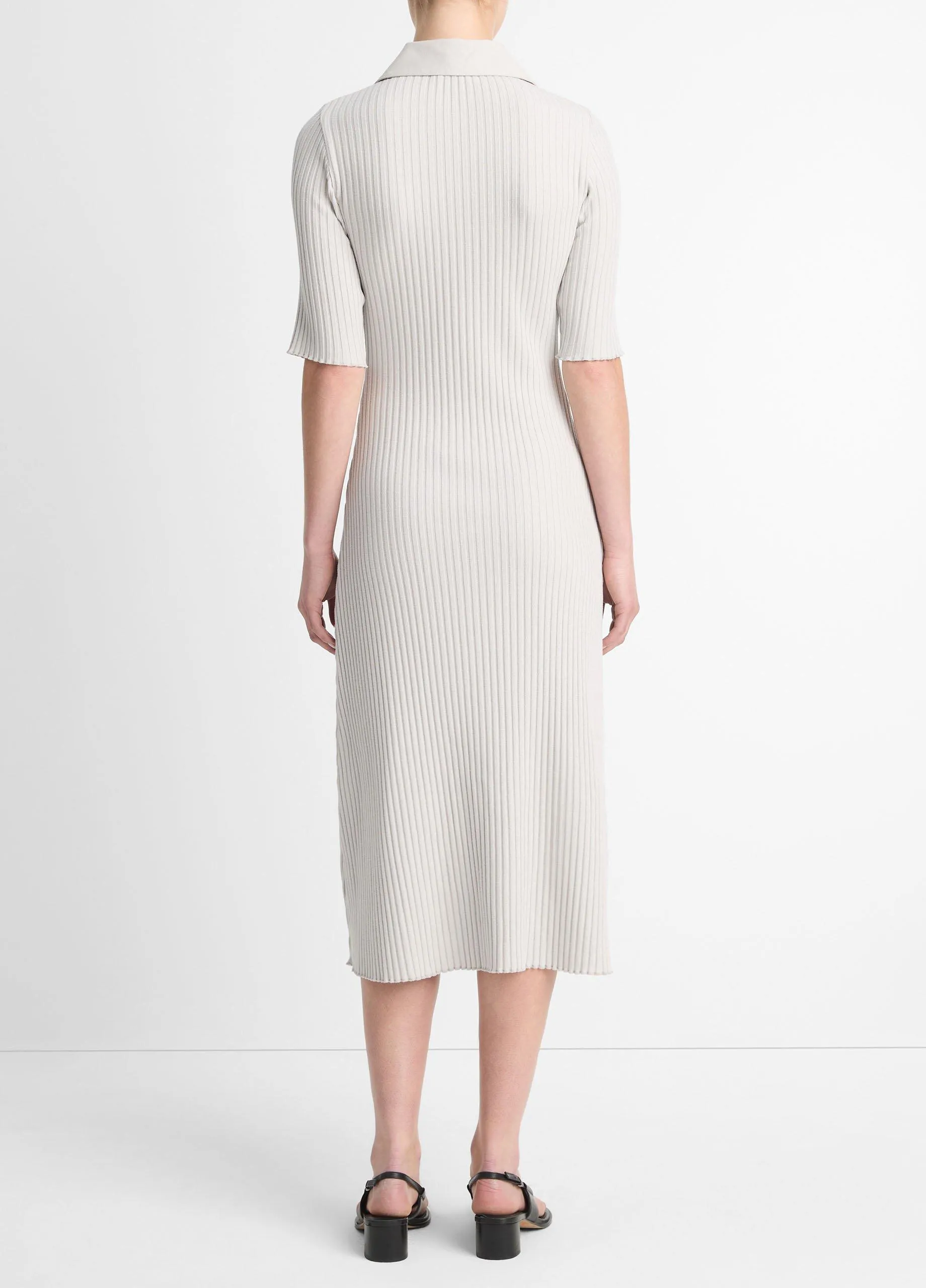 Ribbed Cotton-Blend Polo Dress