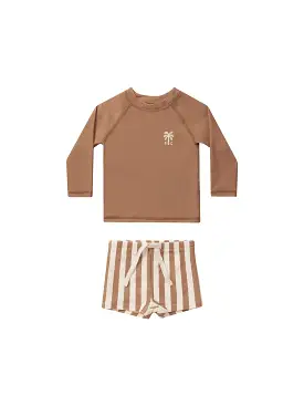 Rylee & Cru - Clay Stripe Rash Guard Boy Set