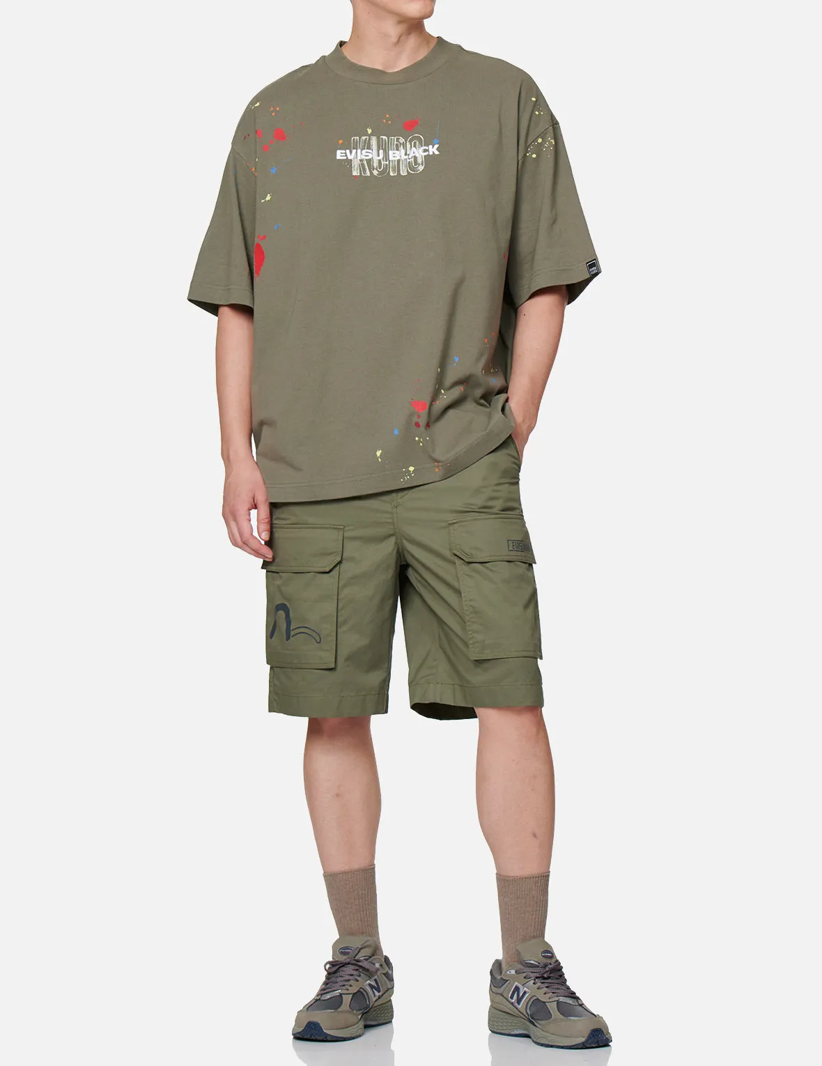 Seagull and Logo Print Cargo Shorts