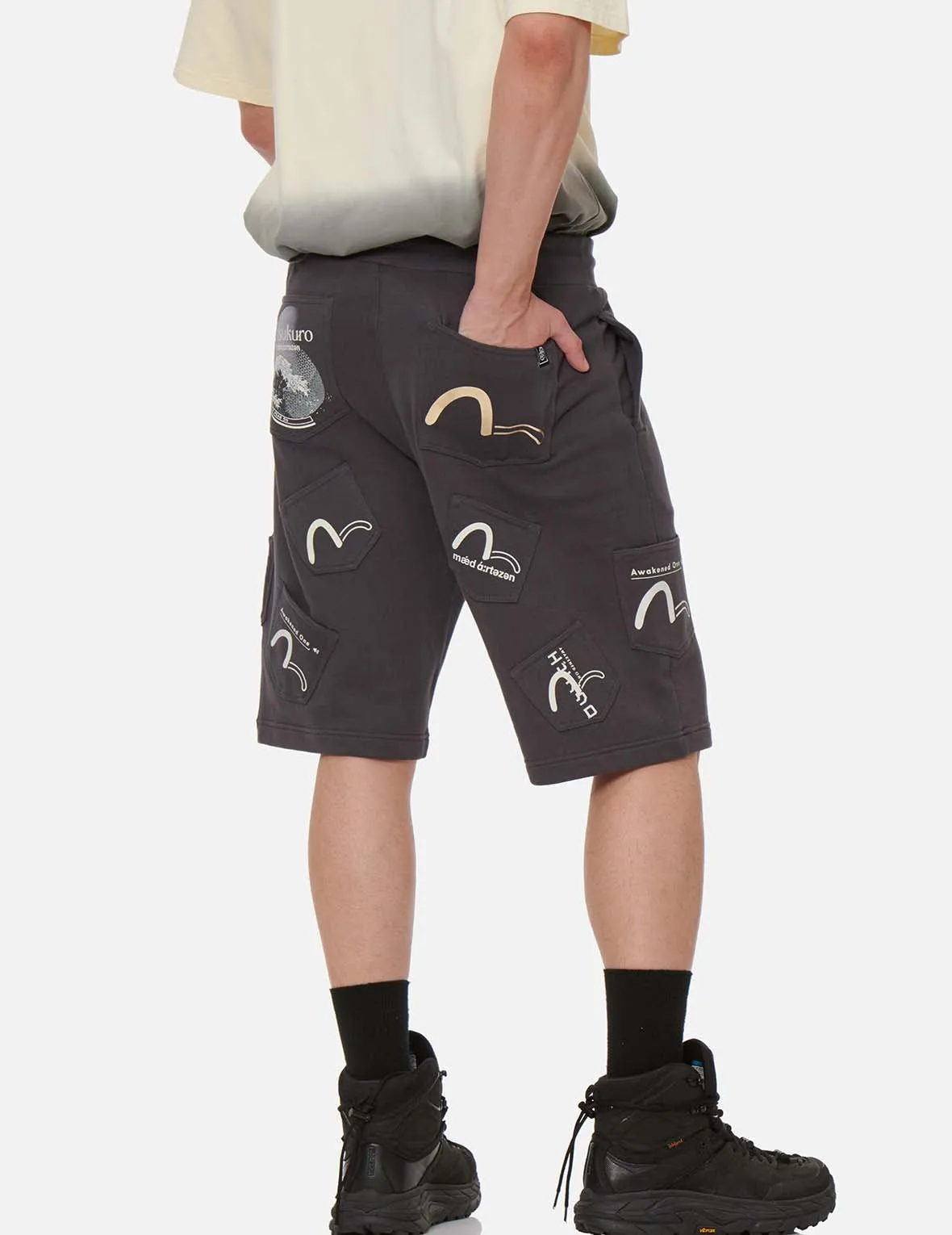 Seagull Print Pocket Sweat Shorts