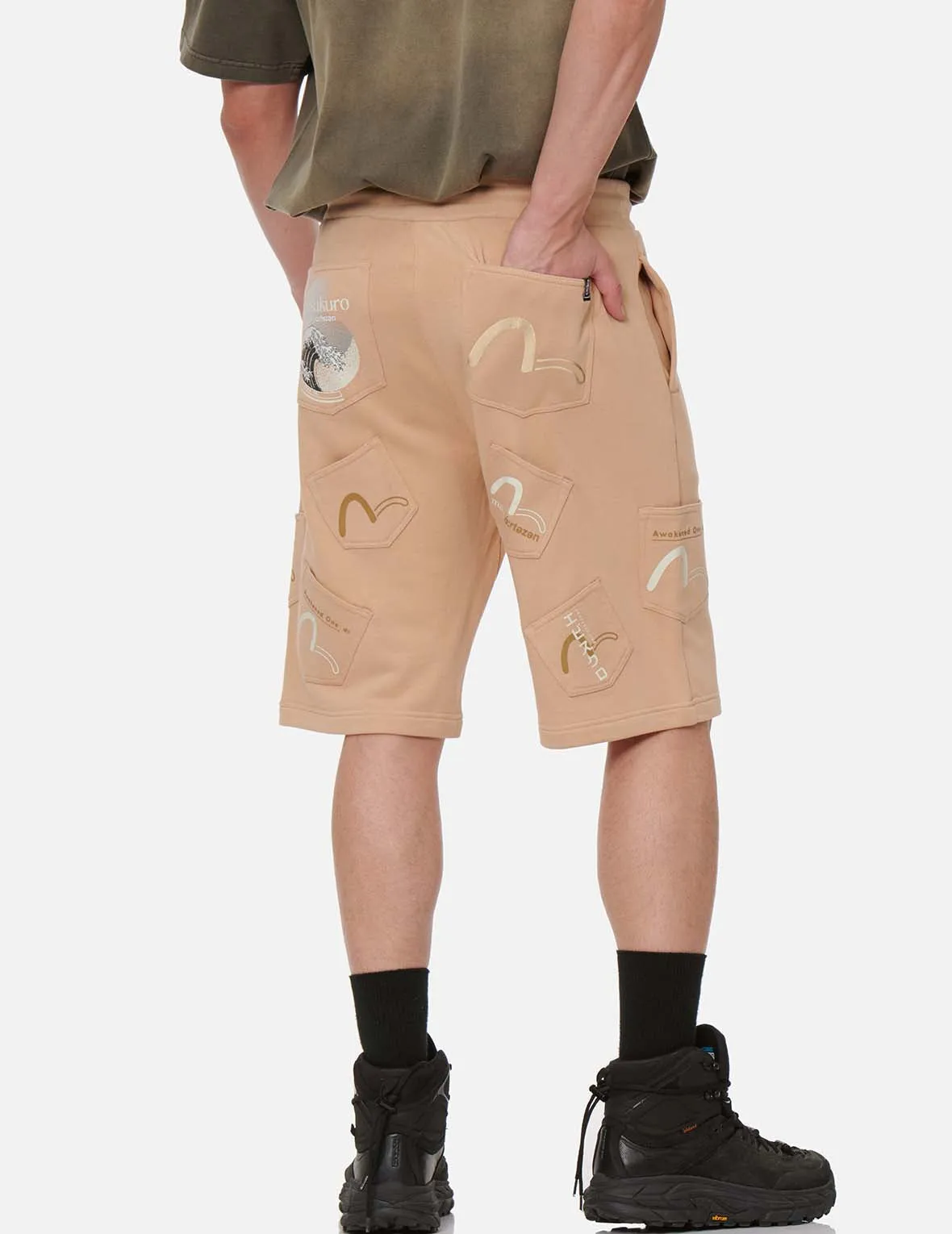 Seagull Print Pocket Sweat Shorts