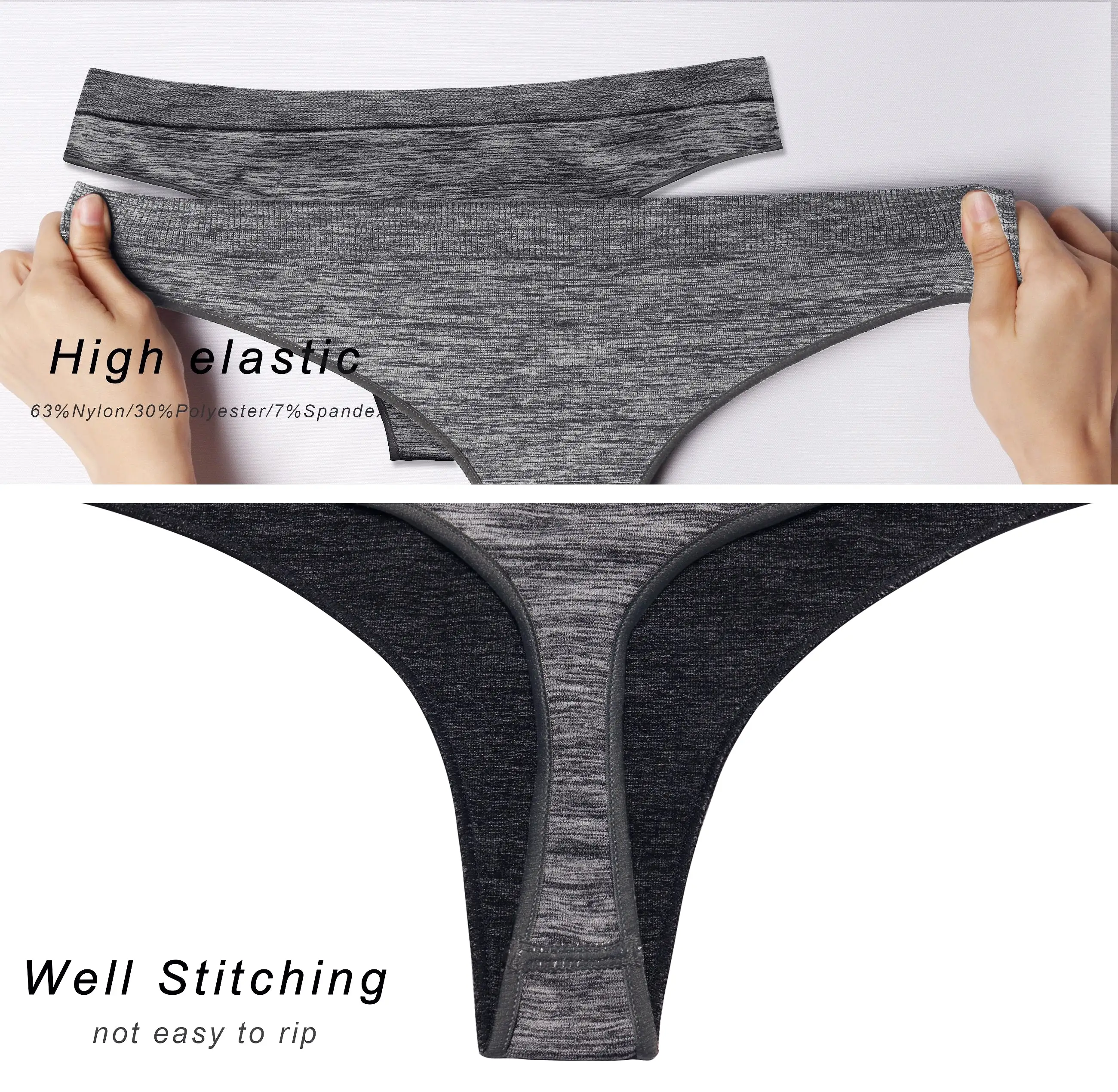 Seamless Sports Thongs Underwear heathercharcoal ins_yogastudio