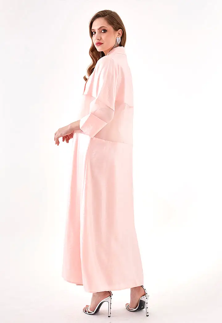 Sheer Trim Belted Maxi Kimono