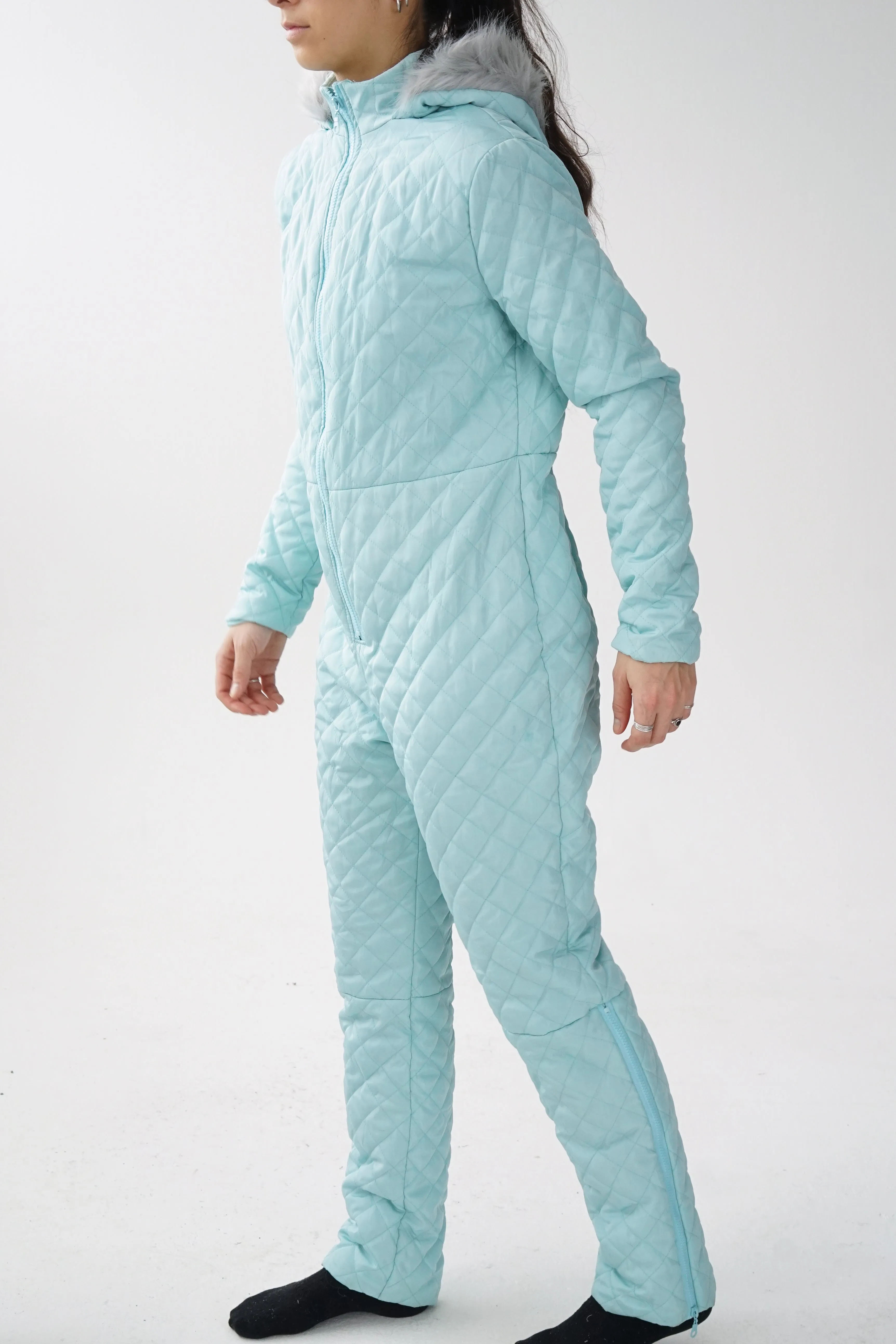 Snow Suit vintage léger turquoise pour femme taille M