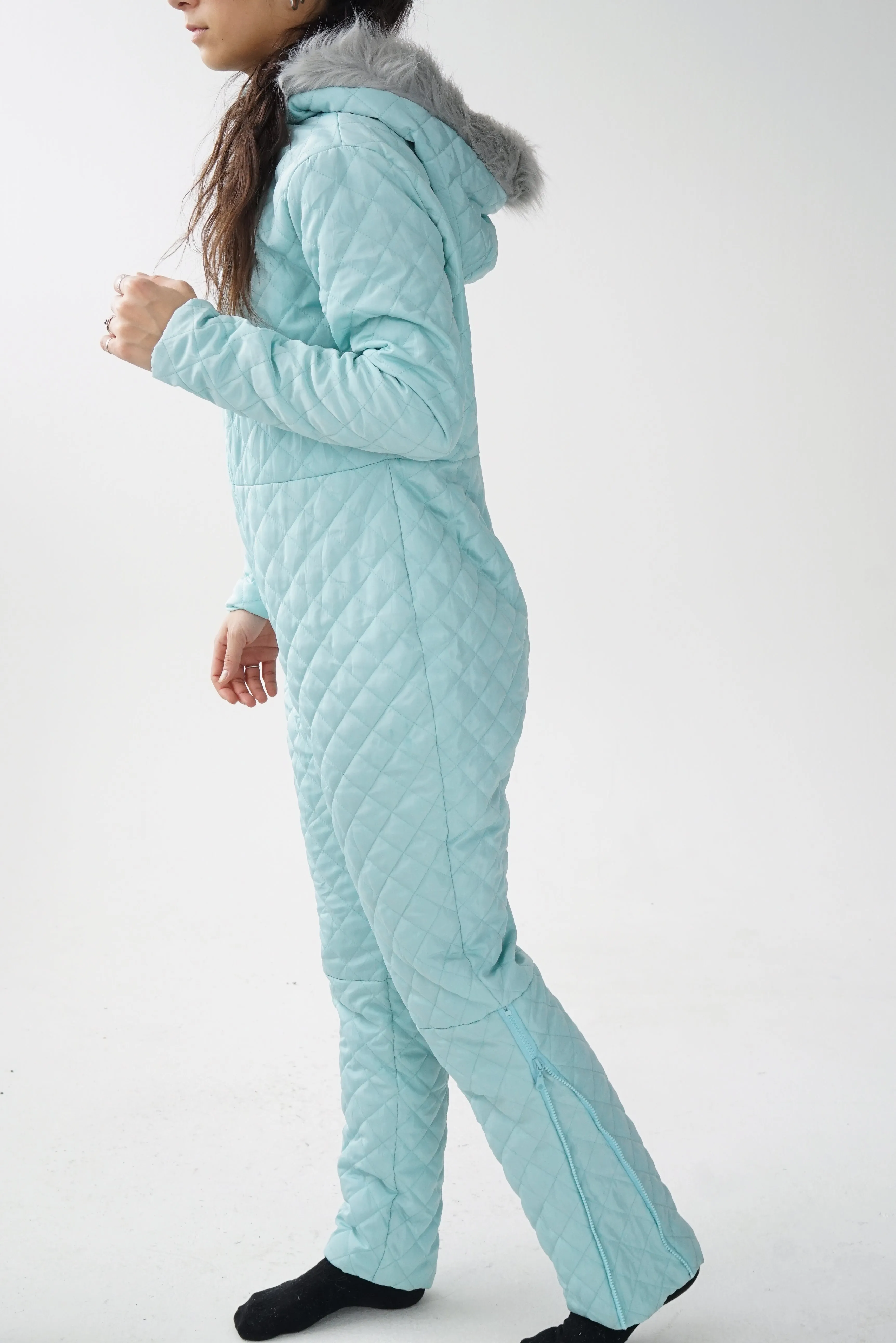 Snow Suit vintage léger turquoise pour femme taille M